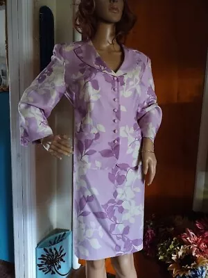 [Amanda Smith Suits] 100% Silk Skirt Suit Lavender Floral Print Size-12 ~2/piece • $30