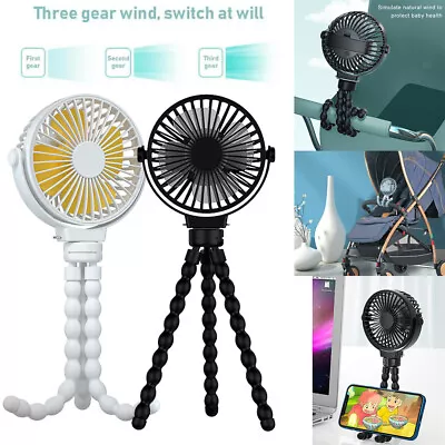 Octopus Clip-on USB Fan Portable Flexible 3 Speed For Baby Stroller Handheld Fan • $15.42