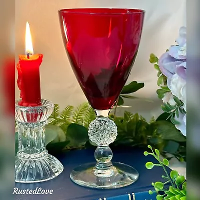 Golf Ball Ruby Red Morgantown Water Glass Hand Crafted USA Red Water Goblet - 1 • $92