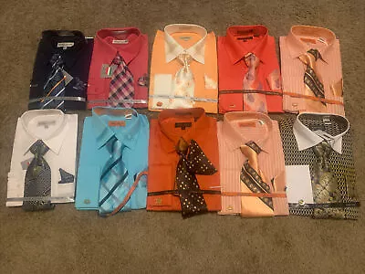 Mens Dress Shirt And Tie Sets With Cuff Links Brand New Size 161/2L • $17.99