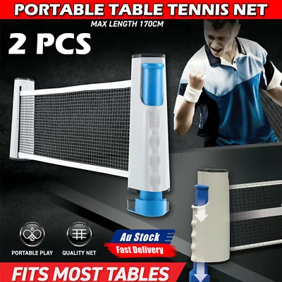 2x Retractable Table Tennis Net Portable Ping Pong Replacement 170cm Net Rack • $27.08