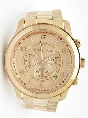 Michael Kors MK-8096 Oversized Rose Gold Chronograph Dial Link Band Watch Gift • $275