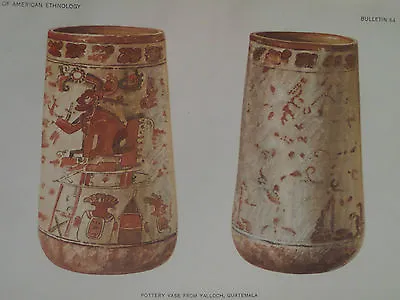 Maya God D Pottery Vase Yalloch Guatemala Southern Yucatan Plate 23 Print 1918 • $21.75
