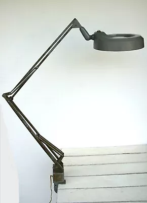 Luxo Magnifier Lamp Articulating Arm Vintage Industrial W Clamp Mcm Works • $135