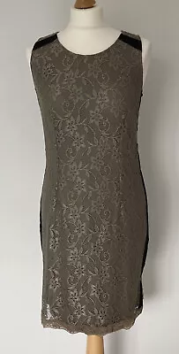 Heine Brown Lace Stretch Side Panel Dress Size 12 • £6.50