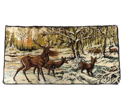 Vintage Tapestry Wall Hanging Rug Buck Deer Woodland Lodge Cabin Decor READ • $19.95