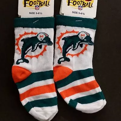 NFL Miami Dolphins Children Socks - Size: 5-6 1/2 New (Lot Of 2 Pair) • $7.99