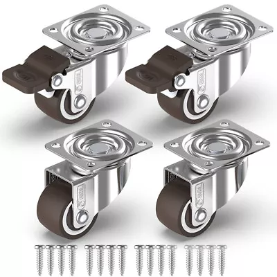 £10.19 • Buy 4x Small 25mm Rubber Swivel Castors Wheels Trolley Furniture Casters Brake Table