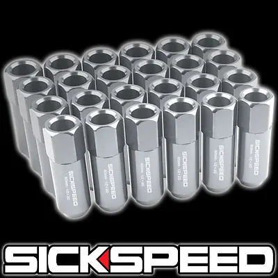 Sickspeed 24 Pc Polished 60mm Aluminum Extended Tuner Lug Nuts Wheels 1/2x20 L23 • $47.50