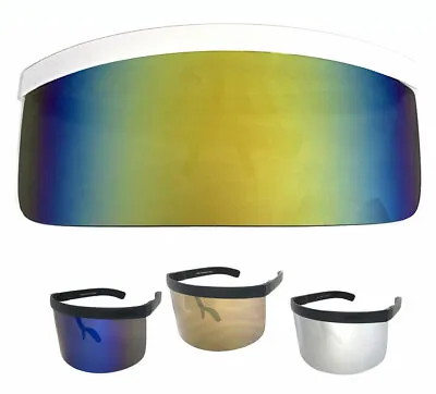 Futuristic Oversize Shield Visor Sunglasses Mirrored Fit Over Mono Lens • $12.99