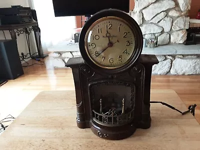 Master Crafters Fireplace Electric Lighted Motion Mantle Clock Model 272 Works • $70