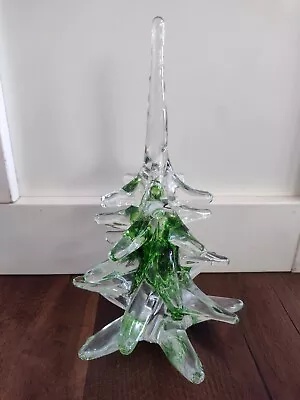 $75 • Buy Vintage Art Glass Lead Crystal Christmas Tree Green Marcolin Sweden Signed READ