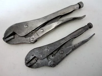 Vintage Petersen Vise Grip No. 7 No. 10 Straight Jaw Locking Pliers Dewitt USA • $34.95