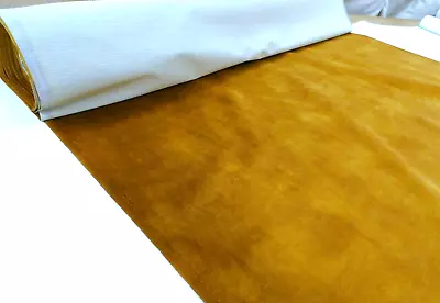 8 Metres Of OCHRE Velvet Upholstery Fabric • £12.56