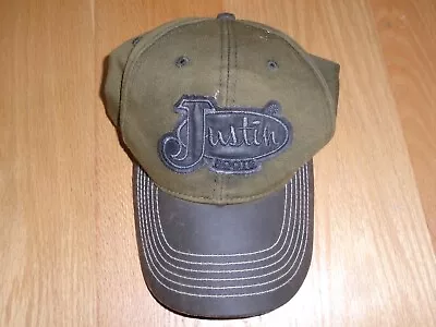 Justin Boots Strapback Baseball Hat Green Adjustable Logo Hat • $14.99