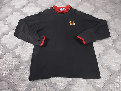 Vintage Chicago Blackhawks Shirt Mens Medium Starter Made In USA Embroidered L/S • $21.99