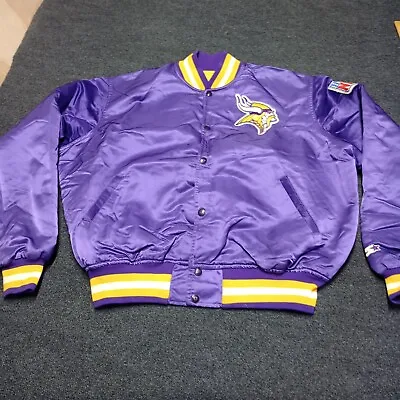 VINTAGE Minnesota Vikings Starter Pro Line 80s Satin Jacket Purple Men XL NFL • $249.97