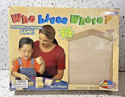 Who Lives Where? Kids Matching Memory Game Wood Case Original Box - Cadaco 2004 • $58.97