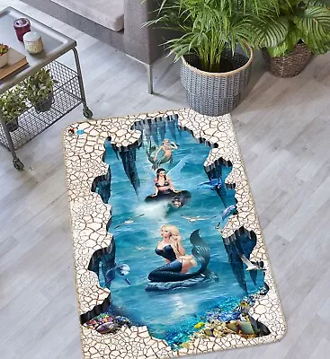 3D Marine Mermaid Dolphin ZHUA3760 Game Non Slip Rug Mat Photo Carpet Amy • $32.61