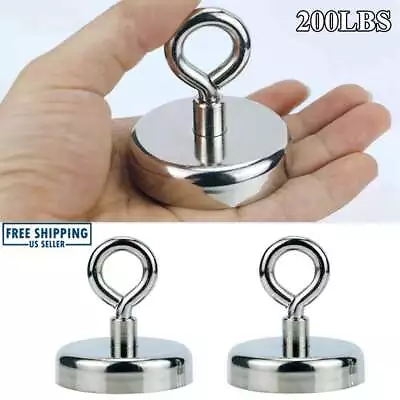 2Pc Neodymium Fishing Magnet 200LBS Pulling Force Strong Round Rare Earth Magnet • $11.95