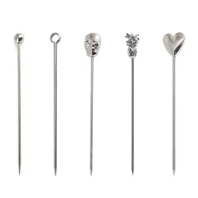 Cocktail Picks Stainless Steel Cocktail Skewers Set Reusable Metal Cocktail Pick • £7.07