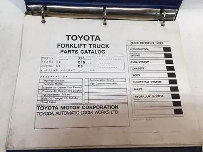 $28 • Buy Toyota Forklift Lift Truck Parts Catalog Manual,  Model 2FD  *