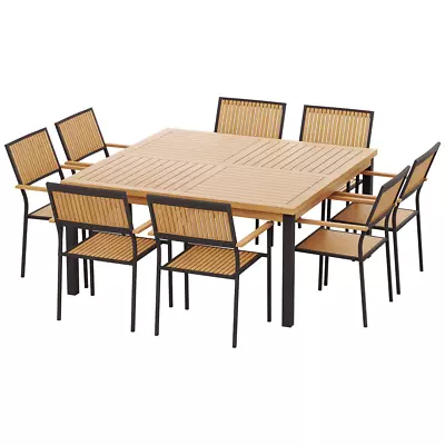 Gardeon 8-seater Outdoor Furniture Dining Chairs Table Patio 9pcs Acacia Wood • $1465.45