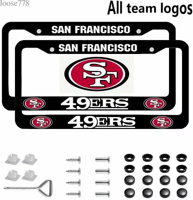 US San Francisco 49ers License Plate Frame Chrome Car Pickup Tag Cover Gift 2PCS • $18.04