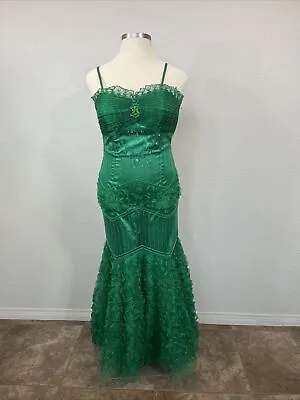 40” L Green Mermaid Dress Costume Long Formal Length Straps Oz Wicked Defects • $29