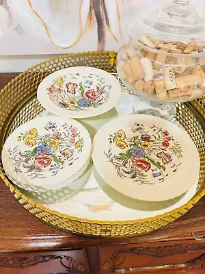 Vintage Vernon Kilns May Flower 4 Salad Plates Dinner Plate Serving Bowl Set Lot • $52