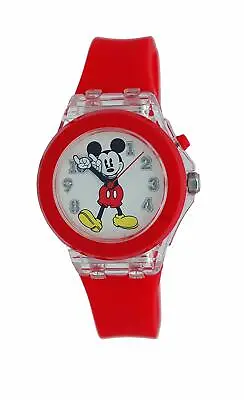 Disney #MK1218 Red Silicone Mickey Mouse Watch With Light Up Dial • $21.95