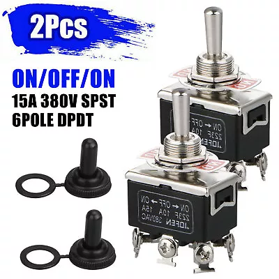 2PCS Heavy Duty Toggle Switch ON/OFF Amp Boot Cap DPDT Momentary Waterproof 6Pin • $9.48