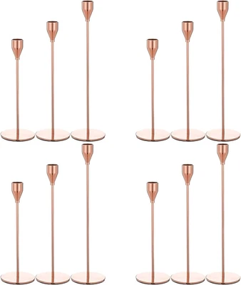 £49.99 • Buy Set Of 12 Rose Gold Candlestick Holders Taper Candle Pillar Candlesticks,Vintage