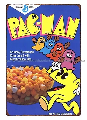 1980s Pac-Man Cereal Metal Tin Sign Bedroom Wall Accessories • £18.30