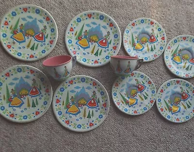 Ohio Art Tin Litho Tea Set Toy Vintage Dutch Lot Of 10 • $9.99