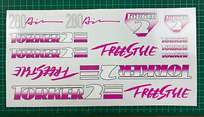 Old School Bmx Decals Stickers 1986 Torker 2 280 Air Set Pink And White On Clear • $50