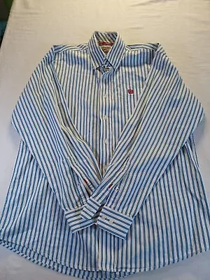 Cinch Shirt Men's Small Button-Down Long Sleeve Blue Striped Western Cowboy • $21.88