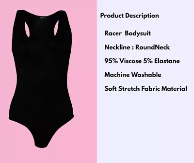 Womens Ladies Racer Back Sleeveless Muscle Stretch Vest Top Leotard Bodysuit  • £4.99