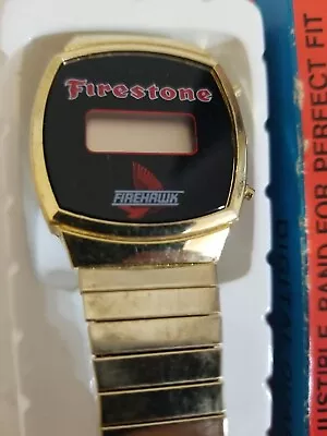 Vintage Firestone Firehawk Watch Rare Collectible Gold Tone Band Tires  • $23.99