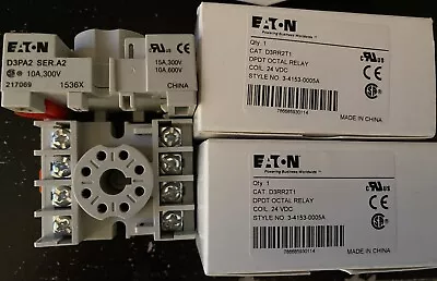 Lot Of 2 NEW- D3RR2T1 - Eaton.  8-pin Octal Relay. 24VDC + Bases D3PA2 2 Each • $39