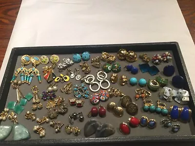 Lot Of Over 50 Pairs Of Vintage Clip On Ladies Earrings - Signed & Unsigned • $19.99