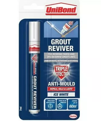 £6.09 • Buy Unibond Grout Pen Reviver 7ml  Anti Mould Whitener Ice White Tile