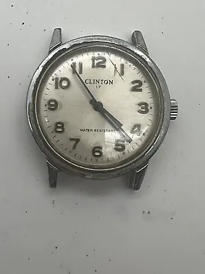 Vintage 1960s CLINTON S.S. Back 17J Manual Wind Men's Watch Running 36mm D2-10 • $22.55