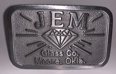 PEWTER Belt Buckle JEM GLASS CO. Moore Oklahoma By HIT LINE • $15