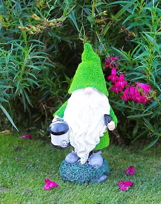 Santa Garden Ornament Gonk Solar Flocked Grass Gnome Lamp Water Home Decor  32cm • £15.95