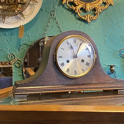 Vintage Striking Mantle Table Clock Shelf Brass Napoleon Hat Wooden Spares • £39.99