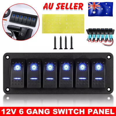 12V Switch Panel 6 Gang Rocker Control LED ON-OFF For Marine Yacht Caravan Truck • $30.95