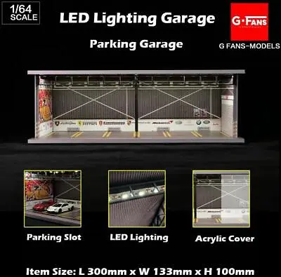 1:64 European Racing Garage Diorama Display With LEDs -- G-Fans 710010 • $69.99