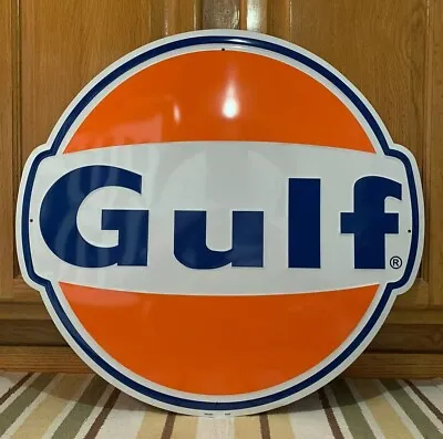 Gulf Gasoline Metal Sign Garage Vintage Style Wall Decor Tools Oil Bar Pub • $52