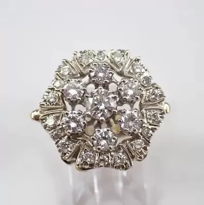 2Ct Round Cut Moissanite Flower Cluster Engagement Ring 14K Yellow Gold Plated • $145.95